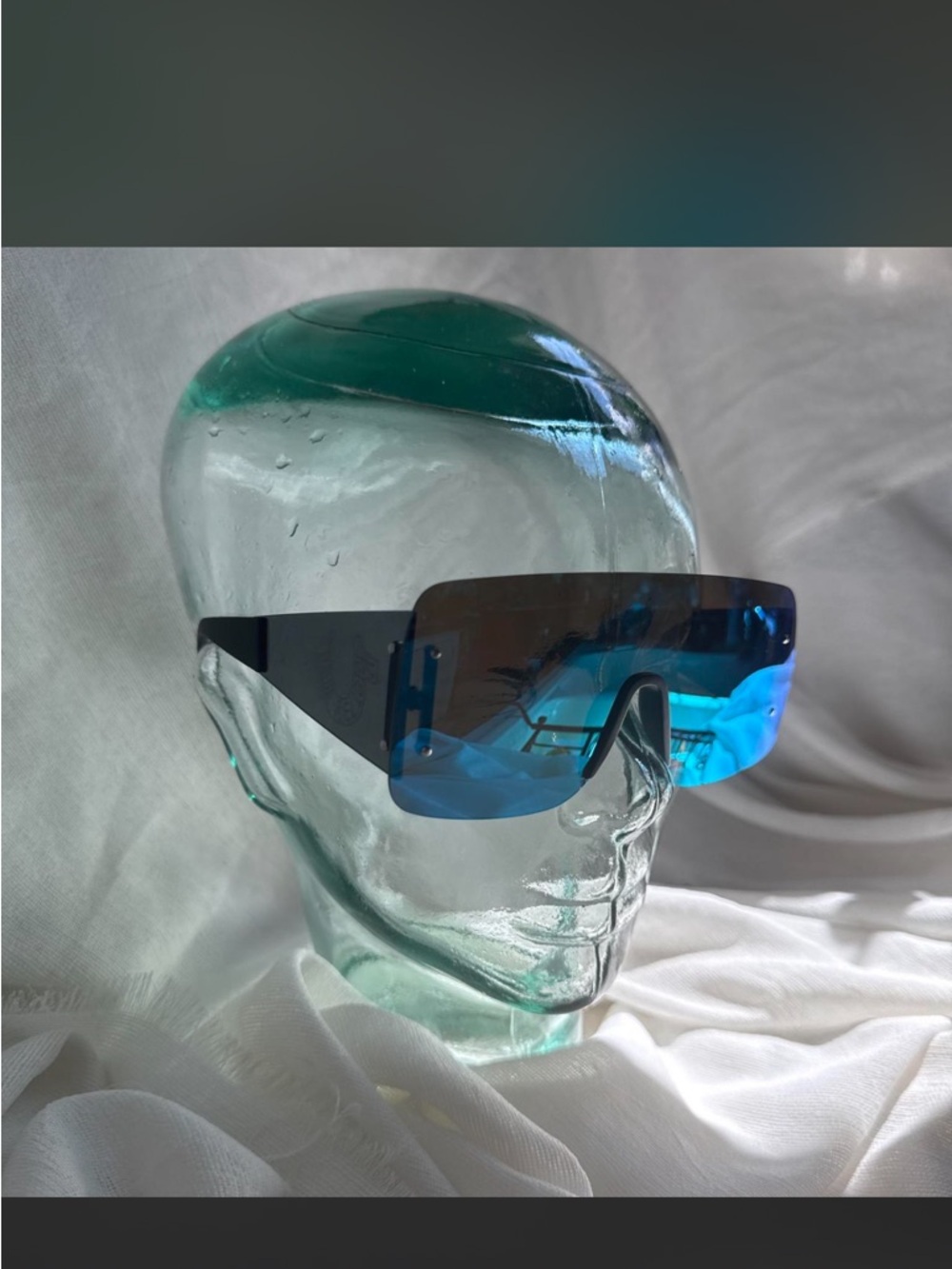 True Religion Rimless Shield Sunglasses in Blue Gradient